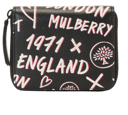 Mulberry Graffiti Zip Around Wallet, &pound;110, Accessories, Black, Leather, Front view